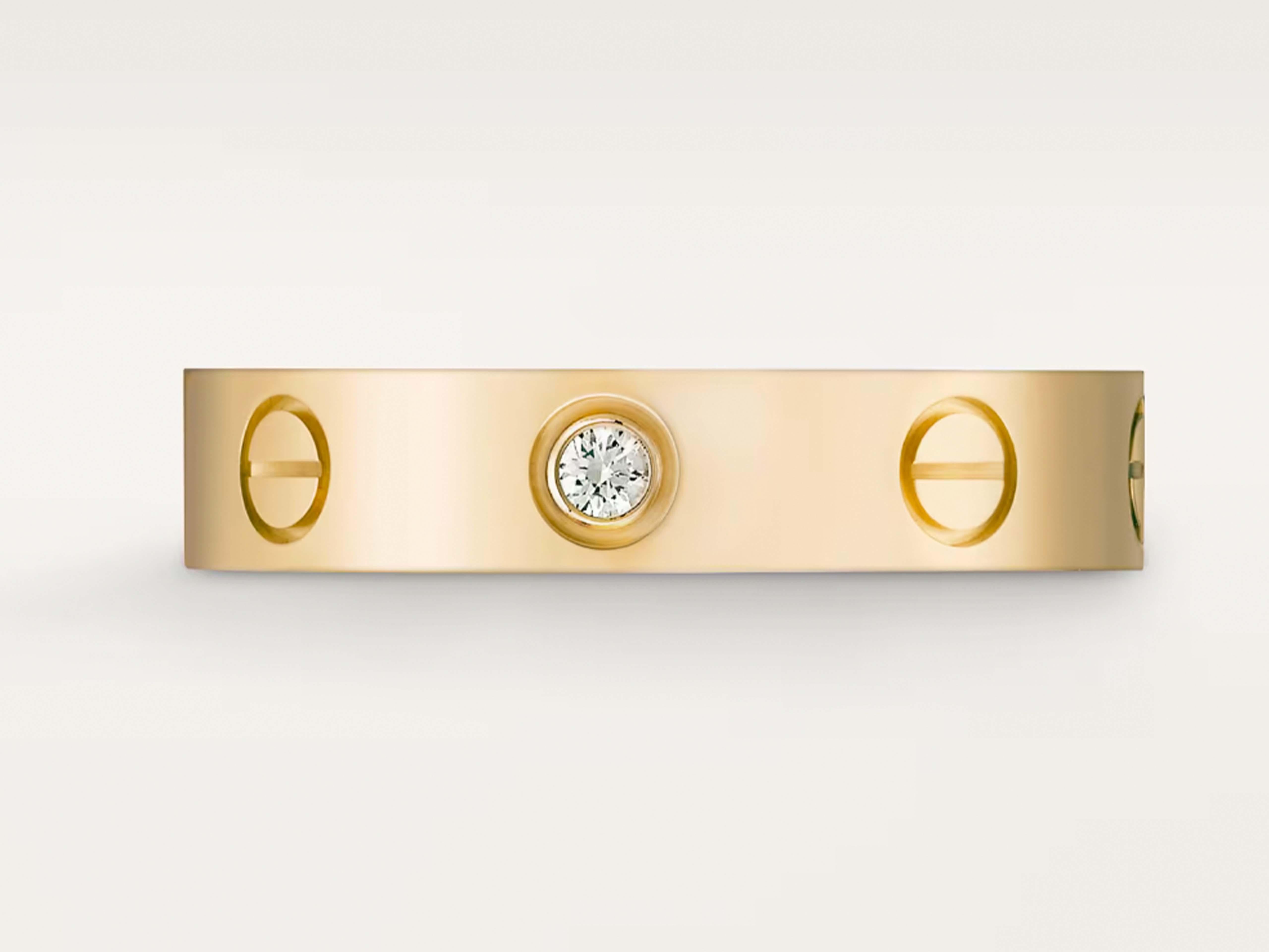 Women's or Men's Cartier Diamond Love Ring 18K Yellow Gold With Box and Papers For Sale