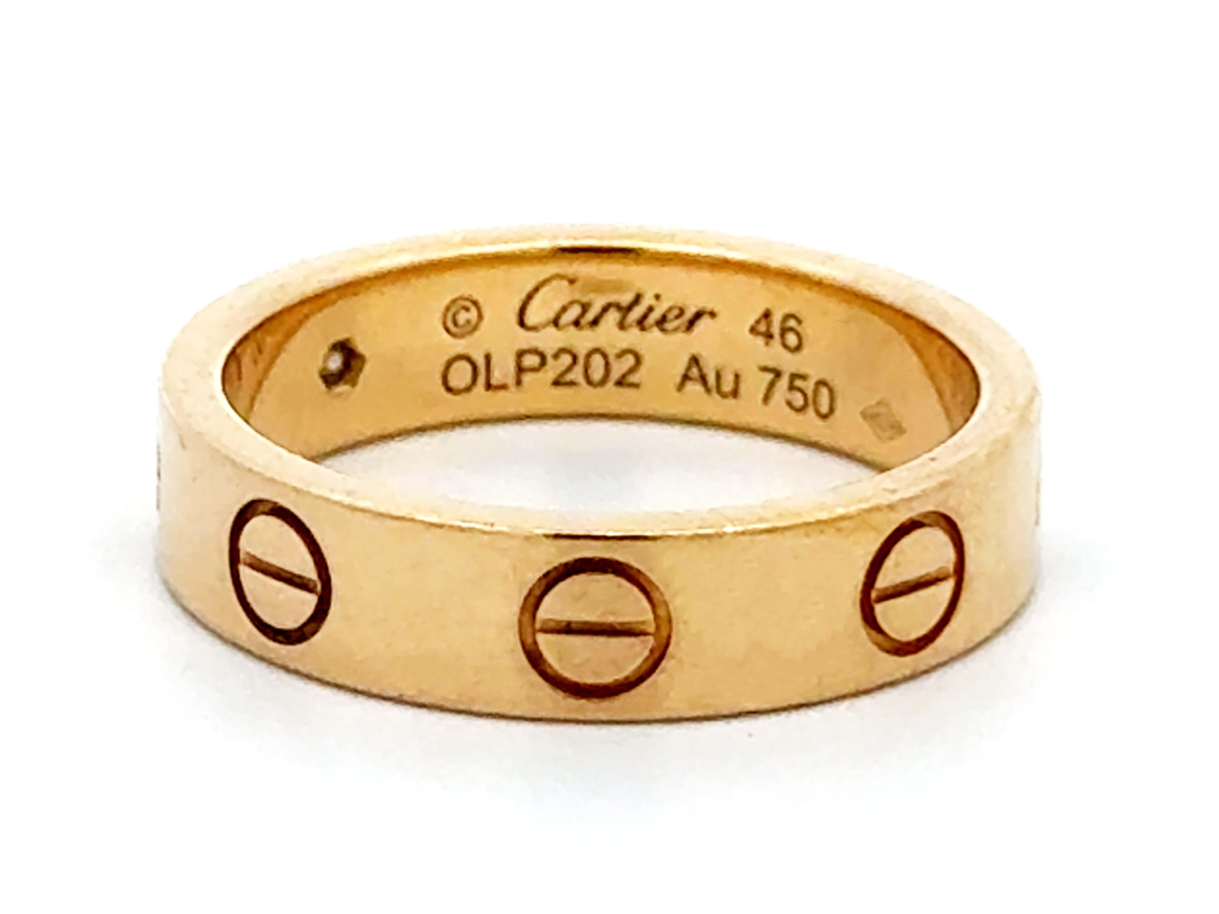 Cartier Diamond Love Ring 18K Yellow Gold With Box and Papers For Sale 2