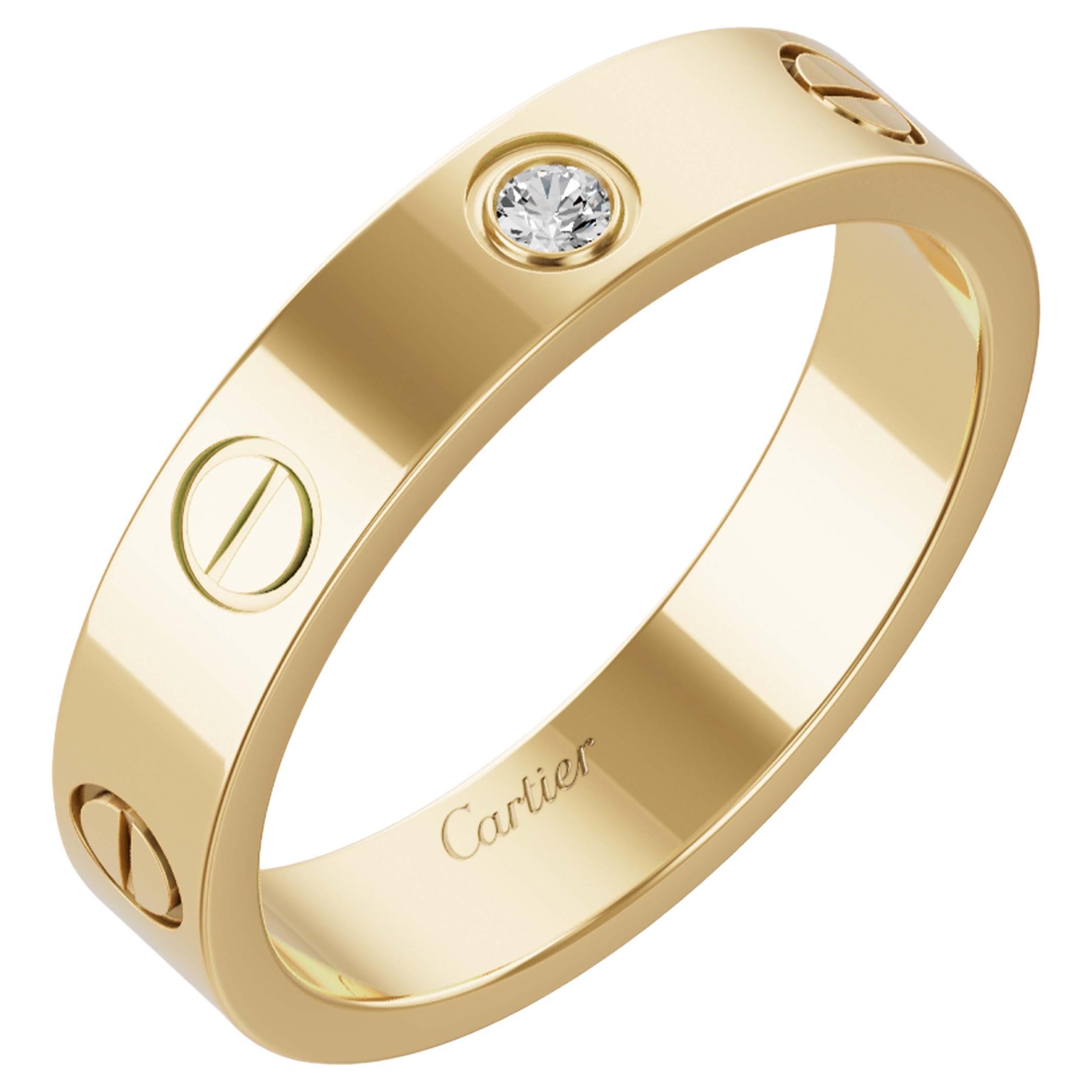 Cartier Diamant-Love-Ring aus 18 Karat Gelbgold mit Schachtel und Papieren