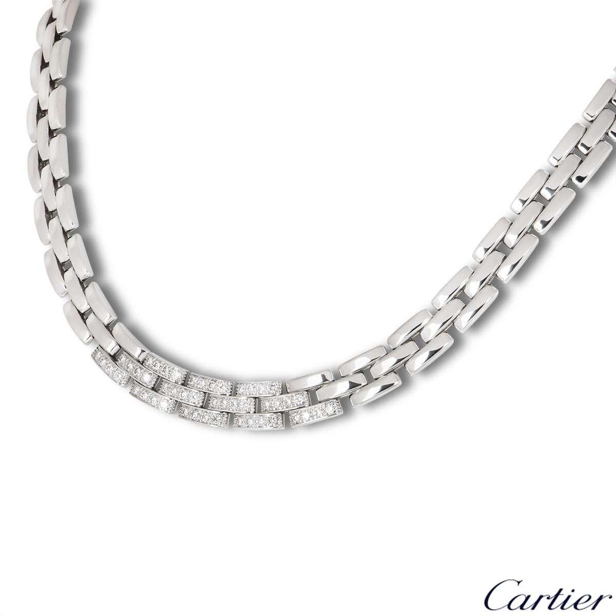 Round Cut Cartier Diamond Maillon Panthere Necklace