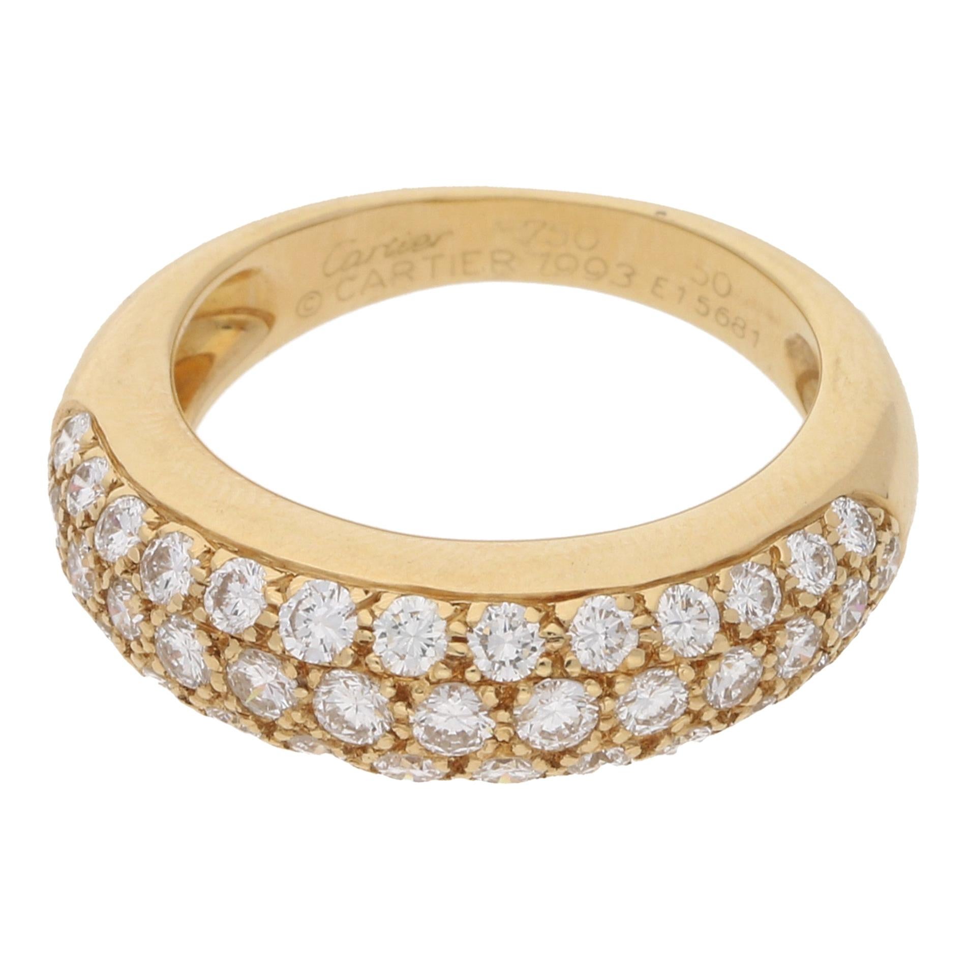 Cartier Diamond Mimi Half Eternity Ring Set in 18k Yellow Gold 