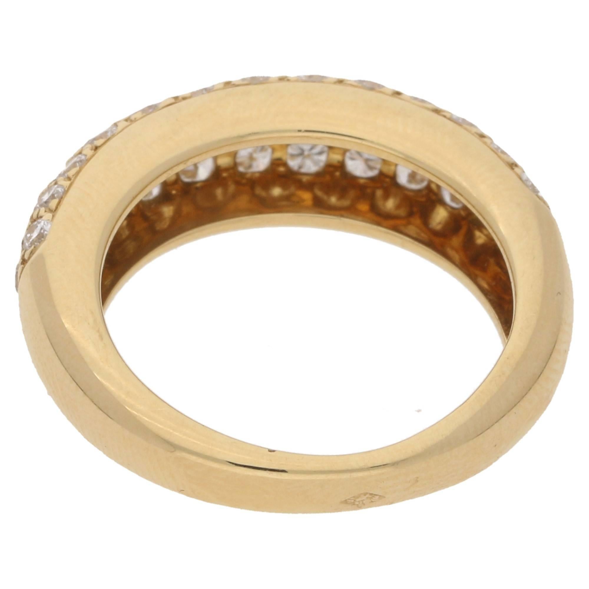 Round Cut Cartier Diamond Mimi Half Eternity Ring Set in 18k Yellow Gold 