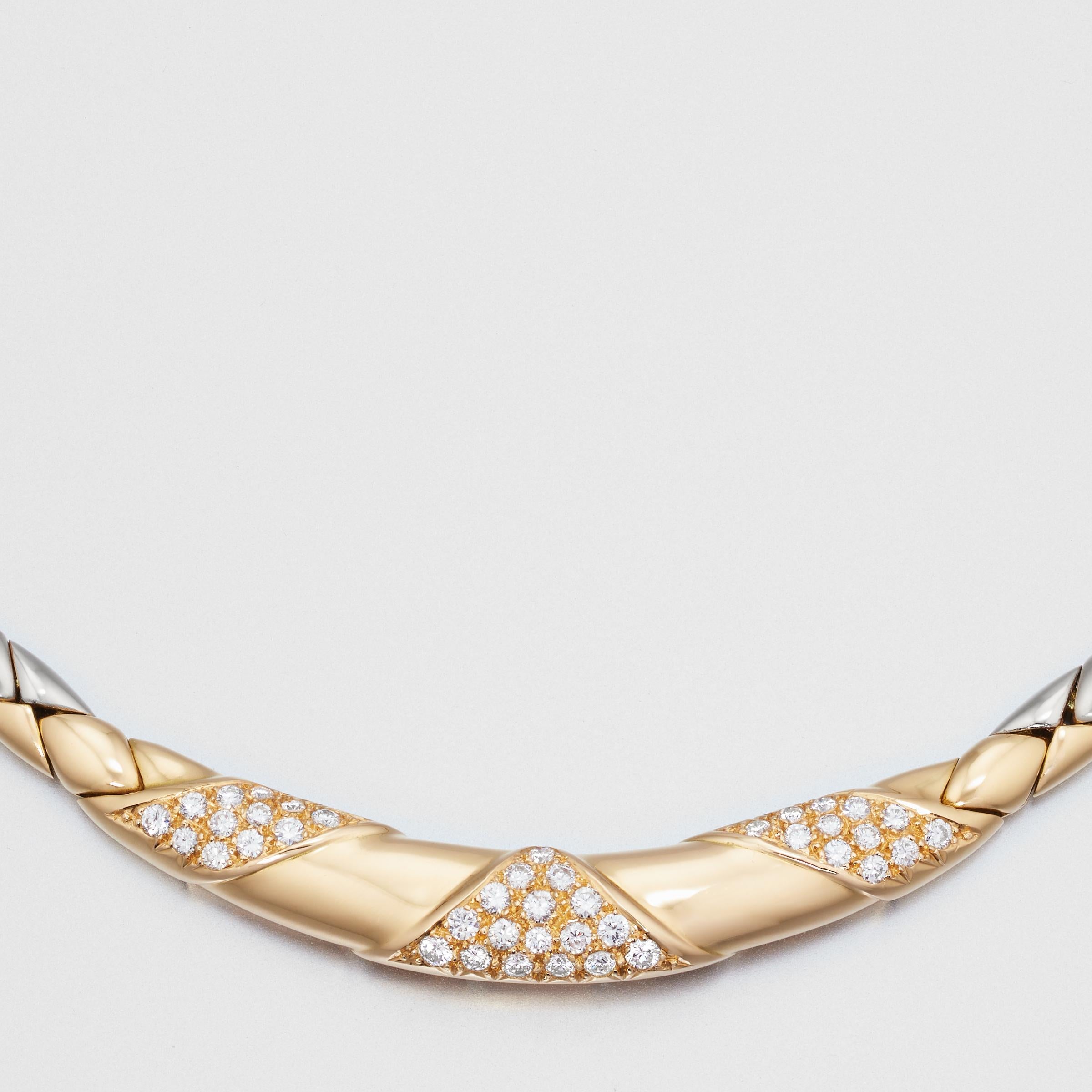 Brilliant Cut Cartier Diamond Necklace in Two Tone 18K Gold For Sale