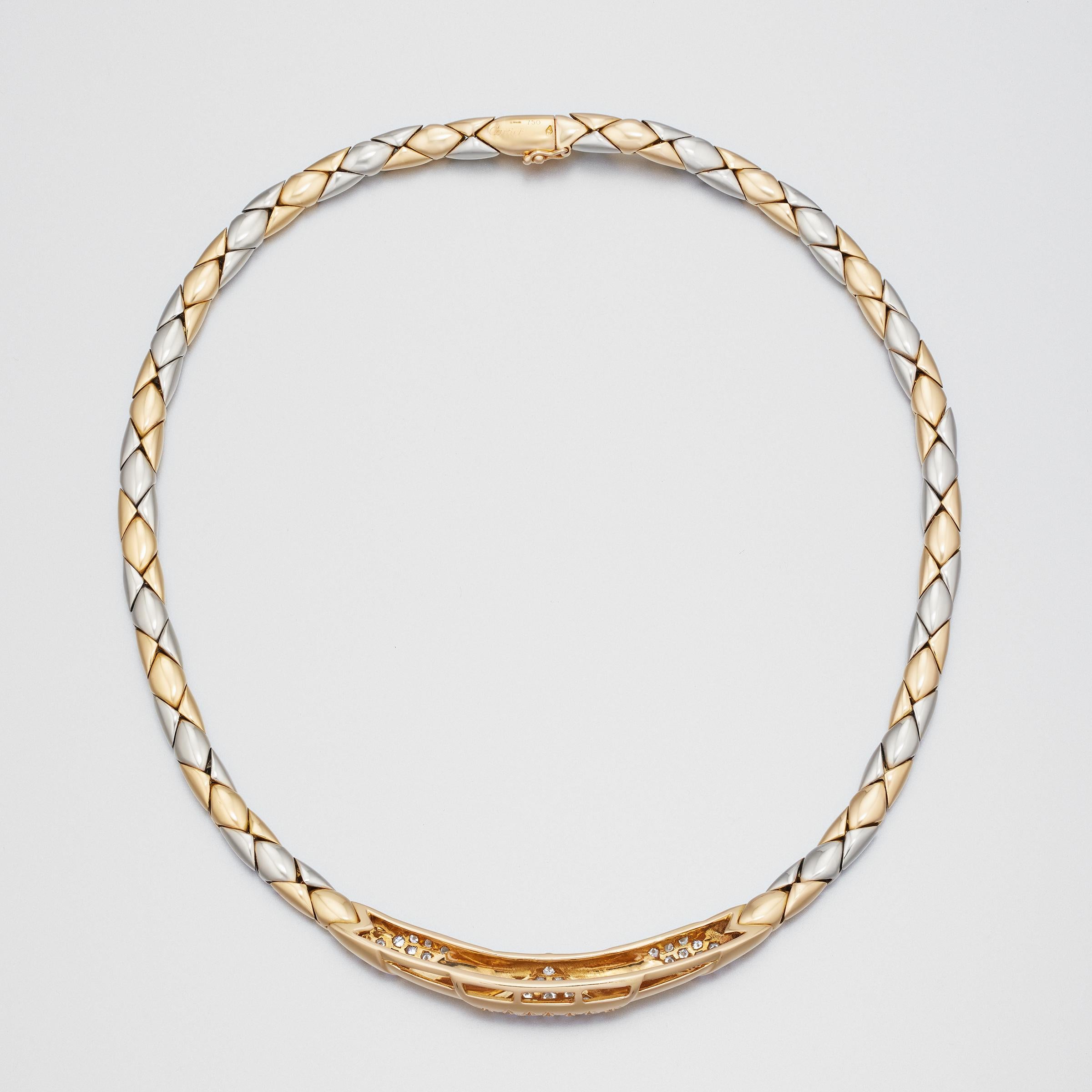 Cartier Diamond Necklace in Two Tone 18K Gold In Excellent Condition For Sale In Dallas, TX