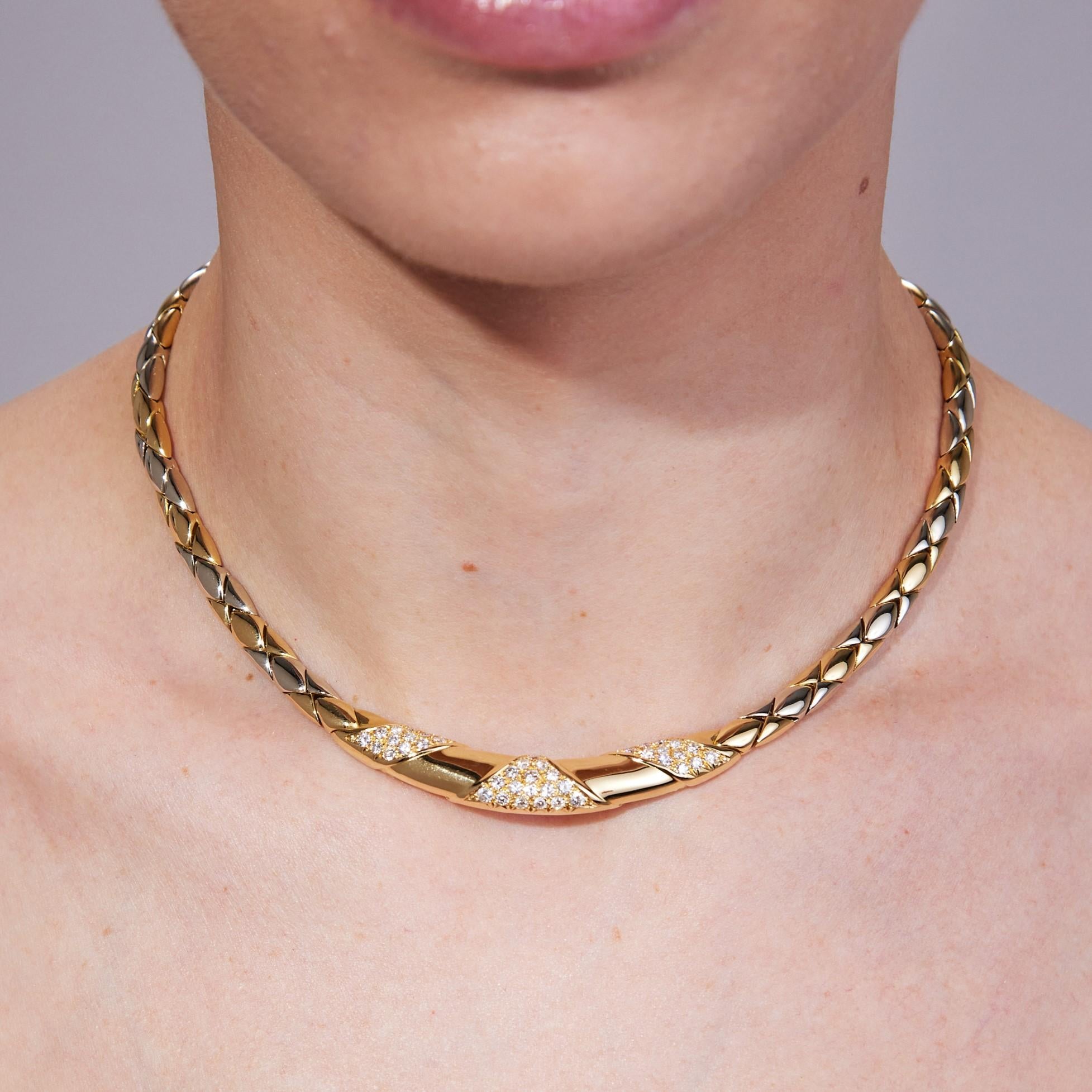 Women's Cartier Diamond Necklace in Two Tone 18K Gold For Sale