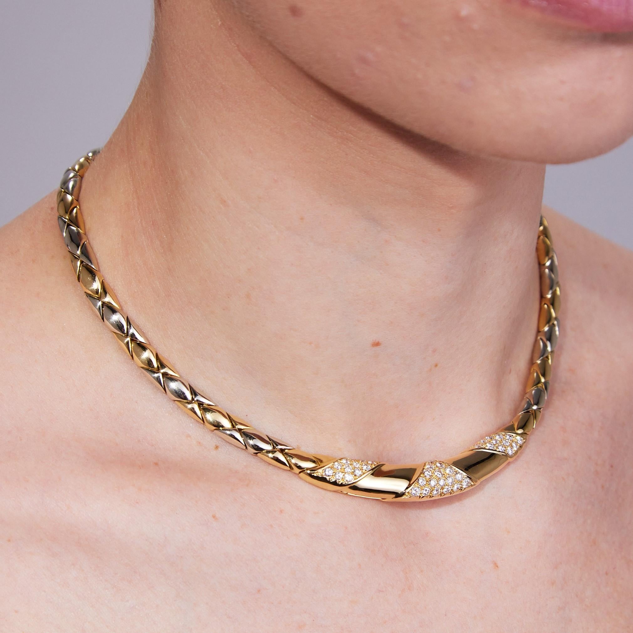 Cartier Diamond Necklace in Two Tone 18K Gold For Sale 1
