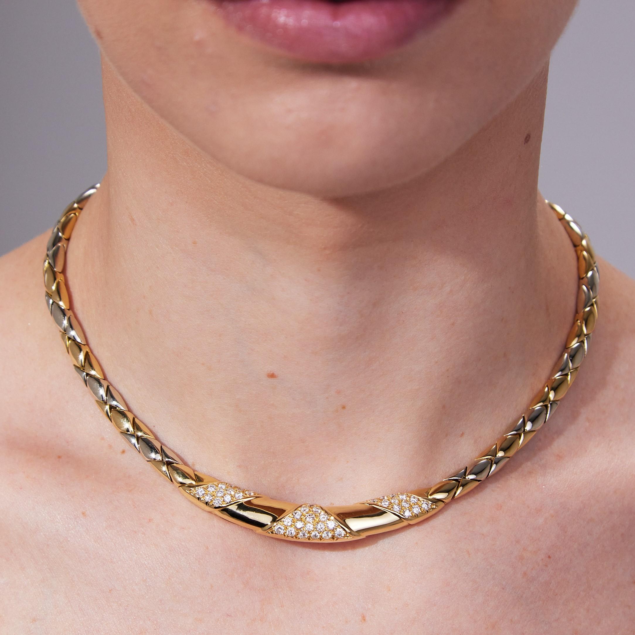 Cartier Diamond Necklace in Two Tone 18K Gold For Sale 3