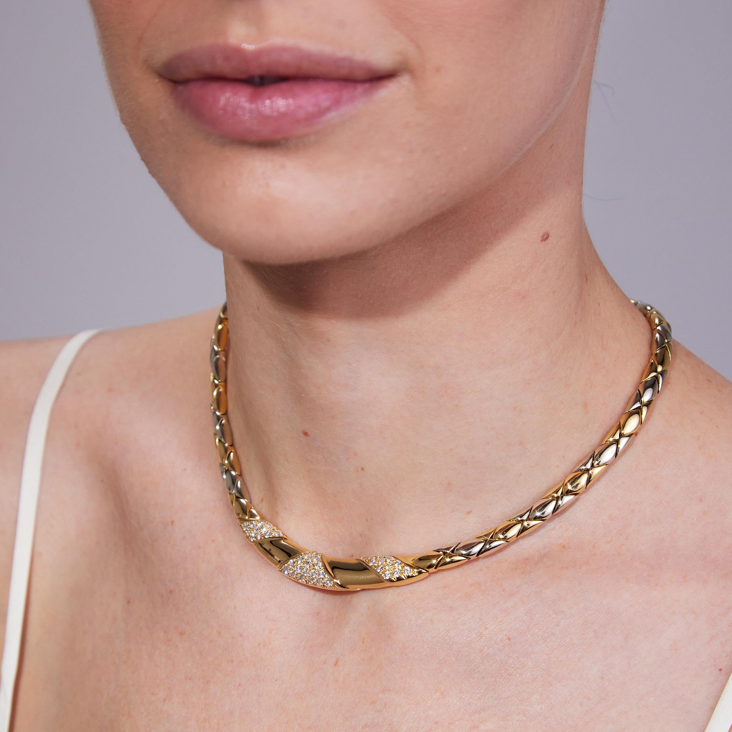 Cartier Diamond Necklace in Two Tone 18K Gold For Sale 2