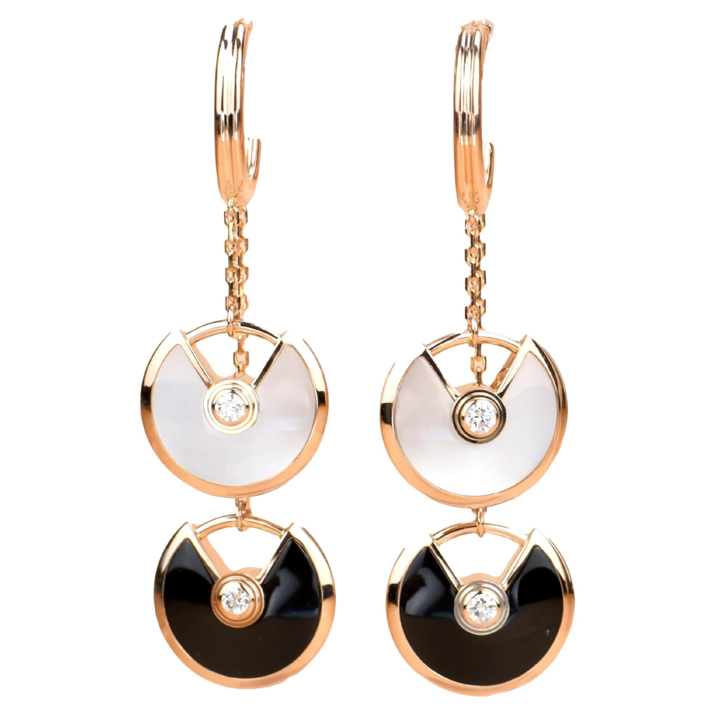 Cartier Diamond and Lapis Lazuli Amulette de Cartier Drop Earrings For