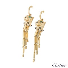 Boucles d'oreilles pendantes Panthère Onyx Tsavorite Diamant de Cartier