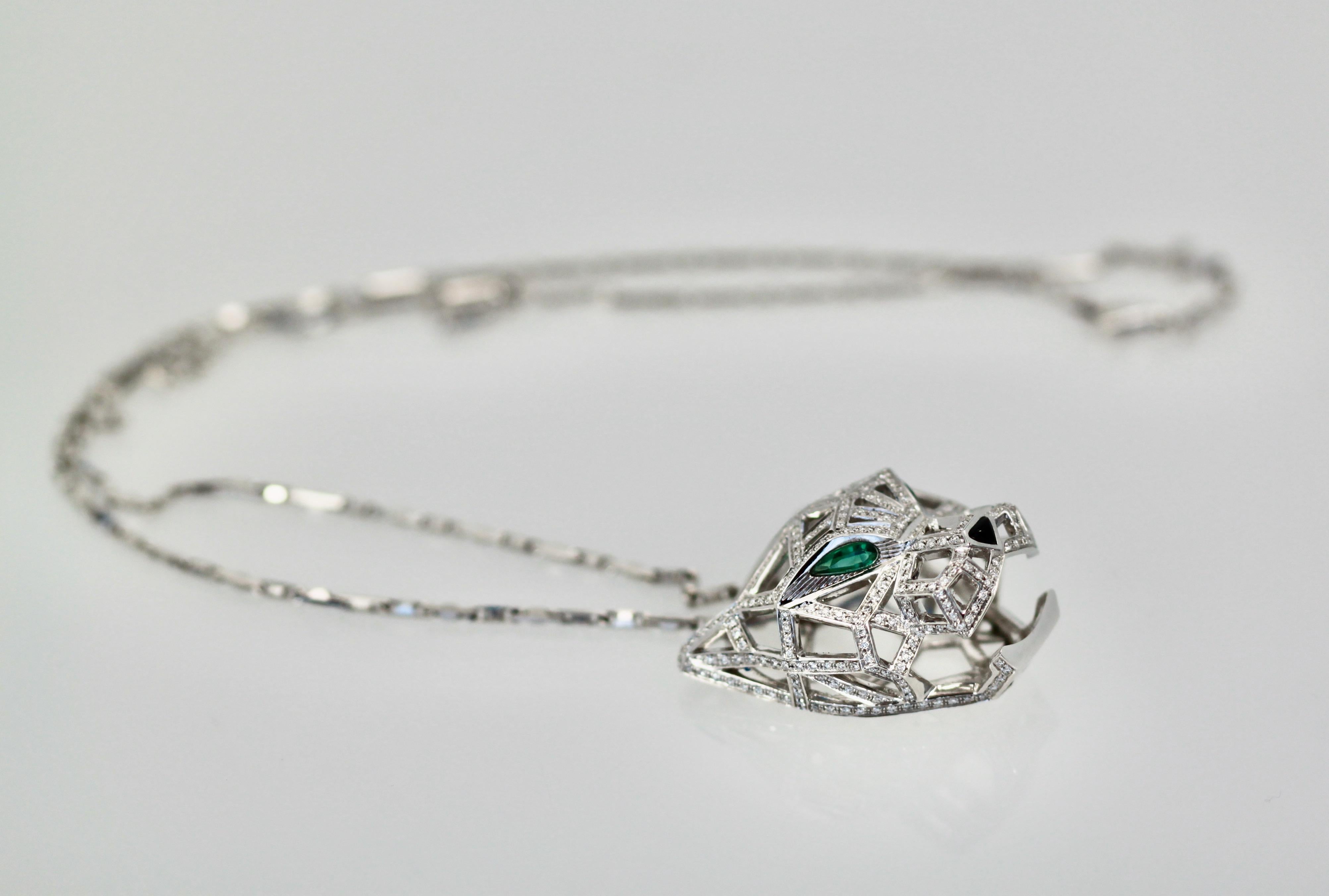 Women's or Men's Cartier Diamond Open Panthere Pendant/Necklace