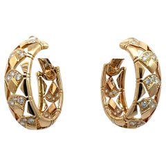 Cartier Diamond Oval Hoop Earrings With Box & Pouch