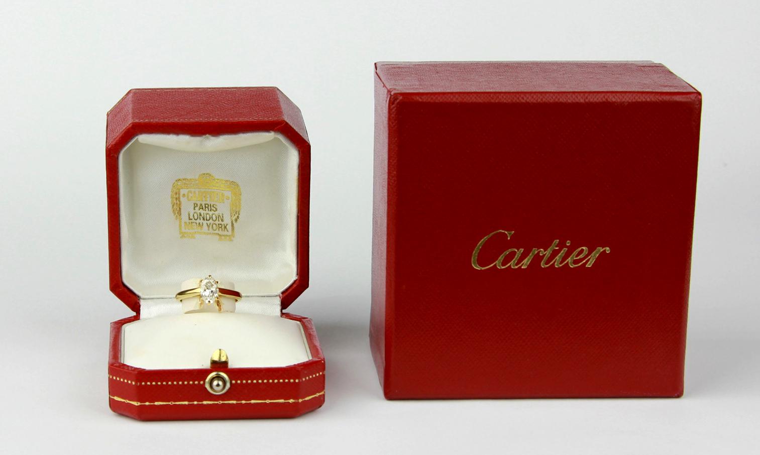 Oval Cut Cartier Diamond, Oval Shape Engagement Ring set in British Hallmarked 18K Gold