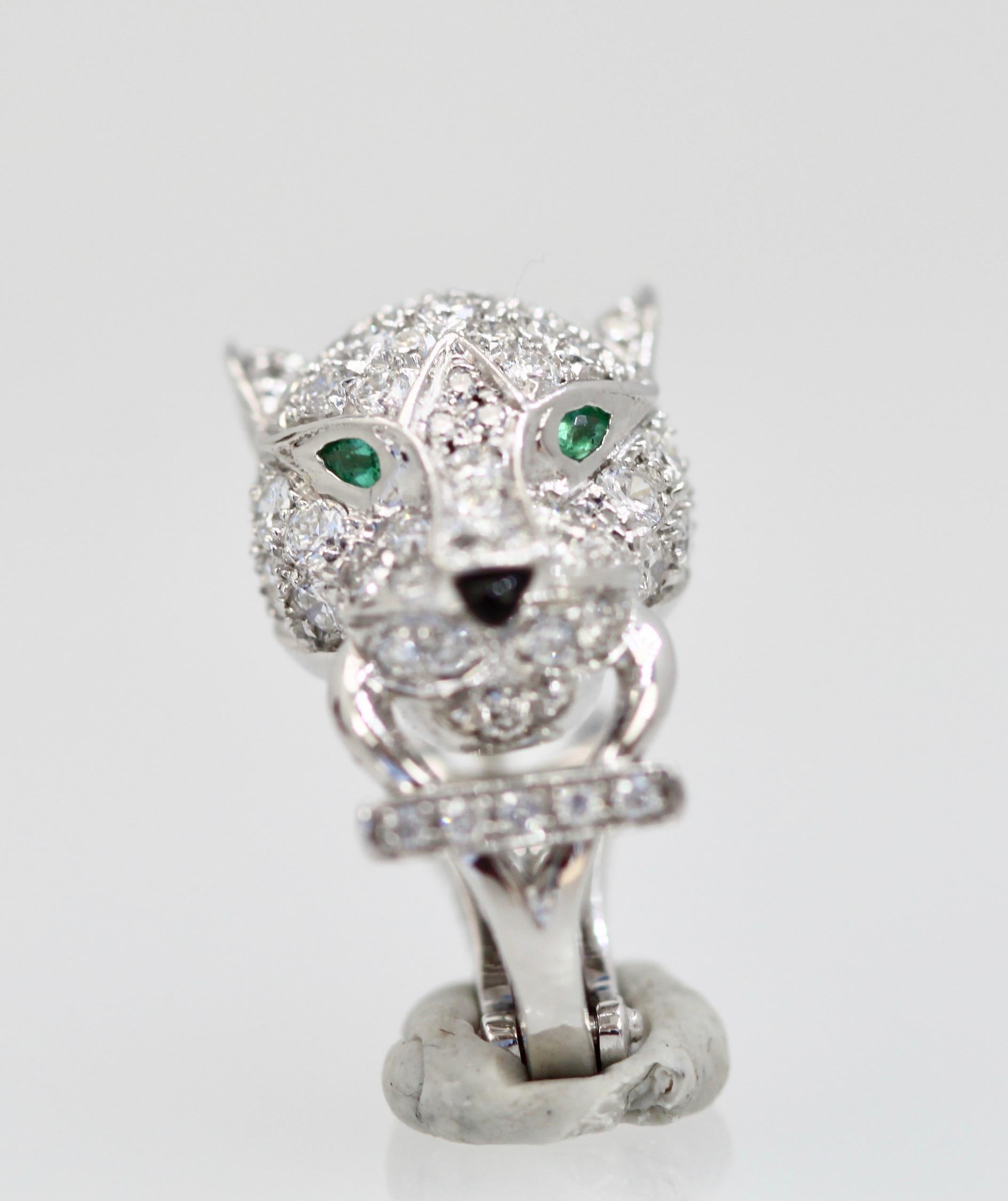 Cartier Diamond Panthere Earrings 18 Karat White Gold 2
