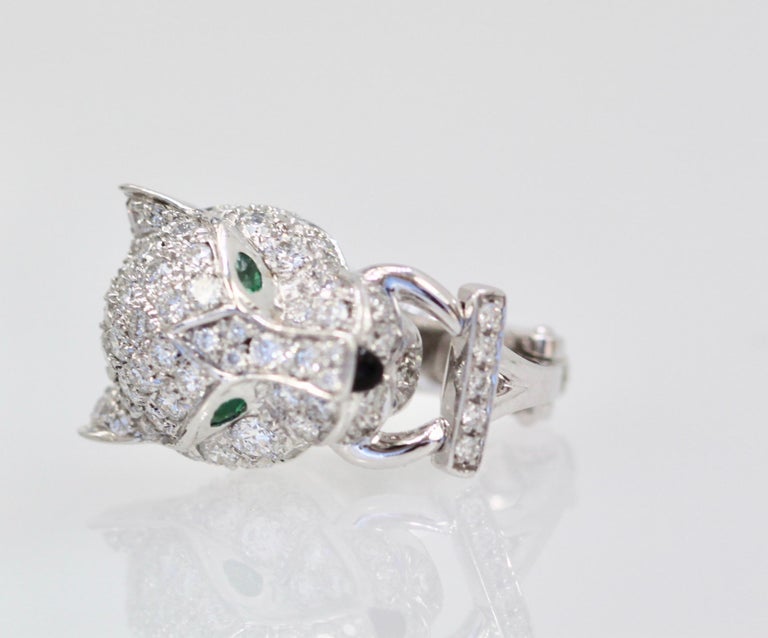 Cartier Diamond Panthere Earrings 18 Karat White Gold at 1stDibs