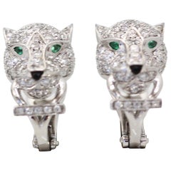 Cartier Diamond Panthere Earrings 18 Karat White Gold