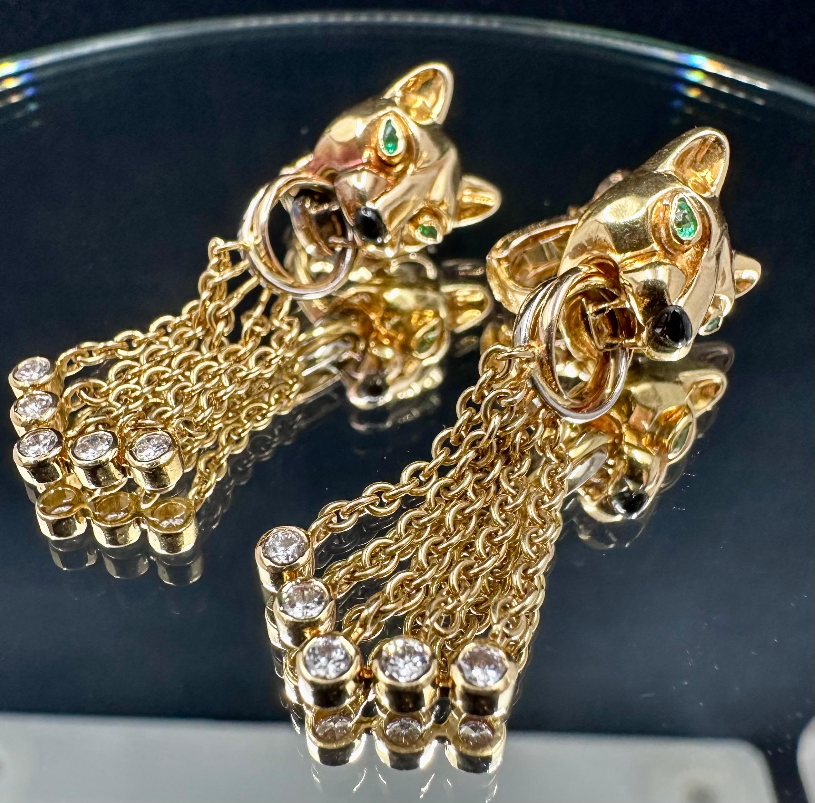 Cartier Boucles d'oreilles panthère en or jaune 18 carats et diamants  en vente 2