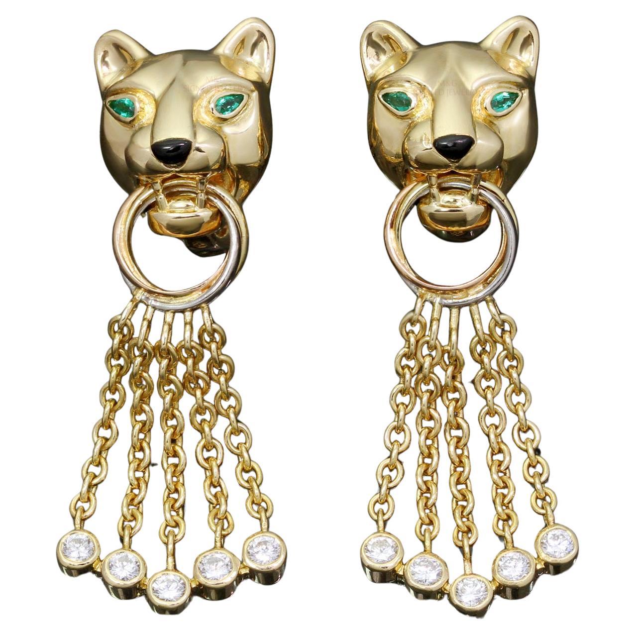 Cartier Diamant-Panthere-Ohrringe aus 18 Karat Gelbgold  im Angebot