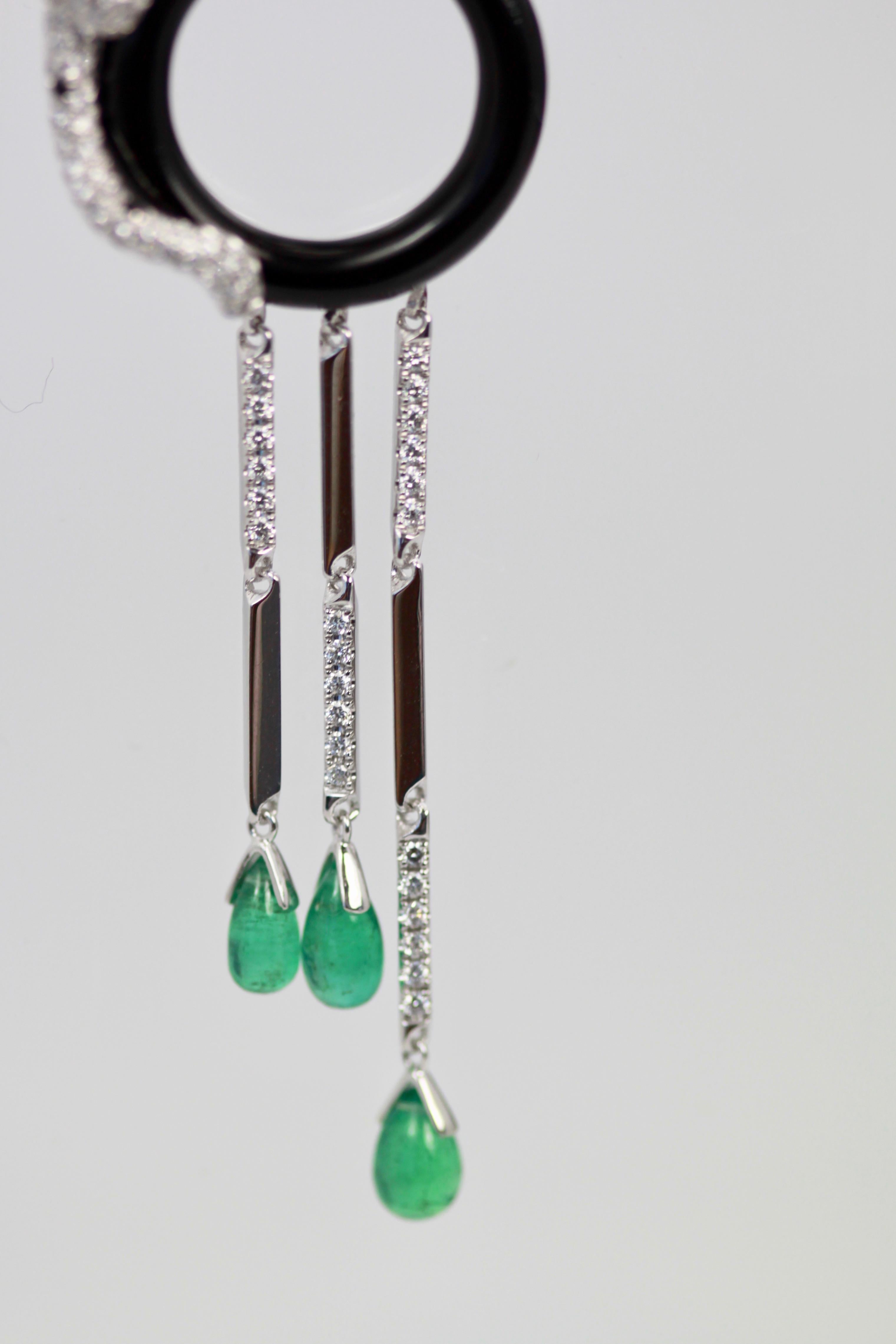 Cartier Diamond Panthere Earrings with Onyx and Emeralds 18K 2
