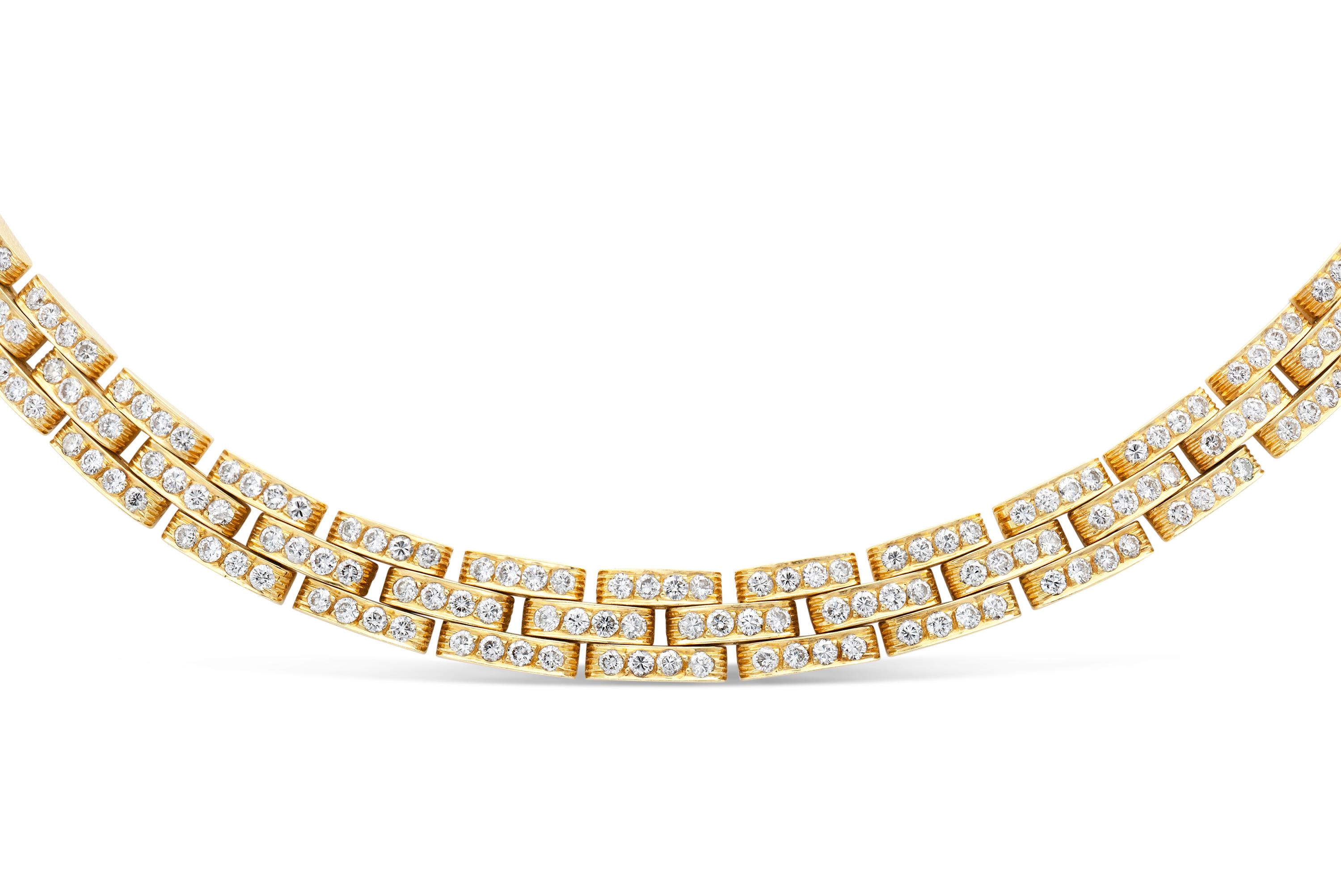 Cartier Diamant-Halskette mit Panthere Maillon-Gliedern (Rundschliff)