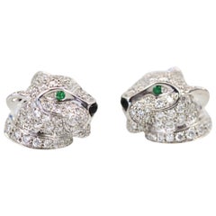 Cartier Diamond Panthere Stud Earrings 18 Karat