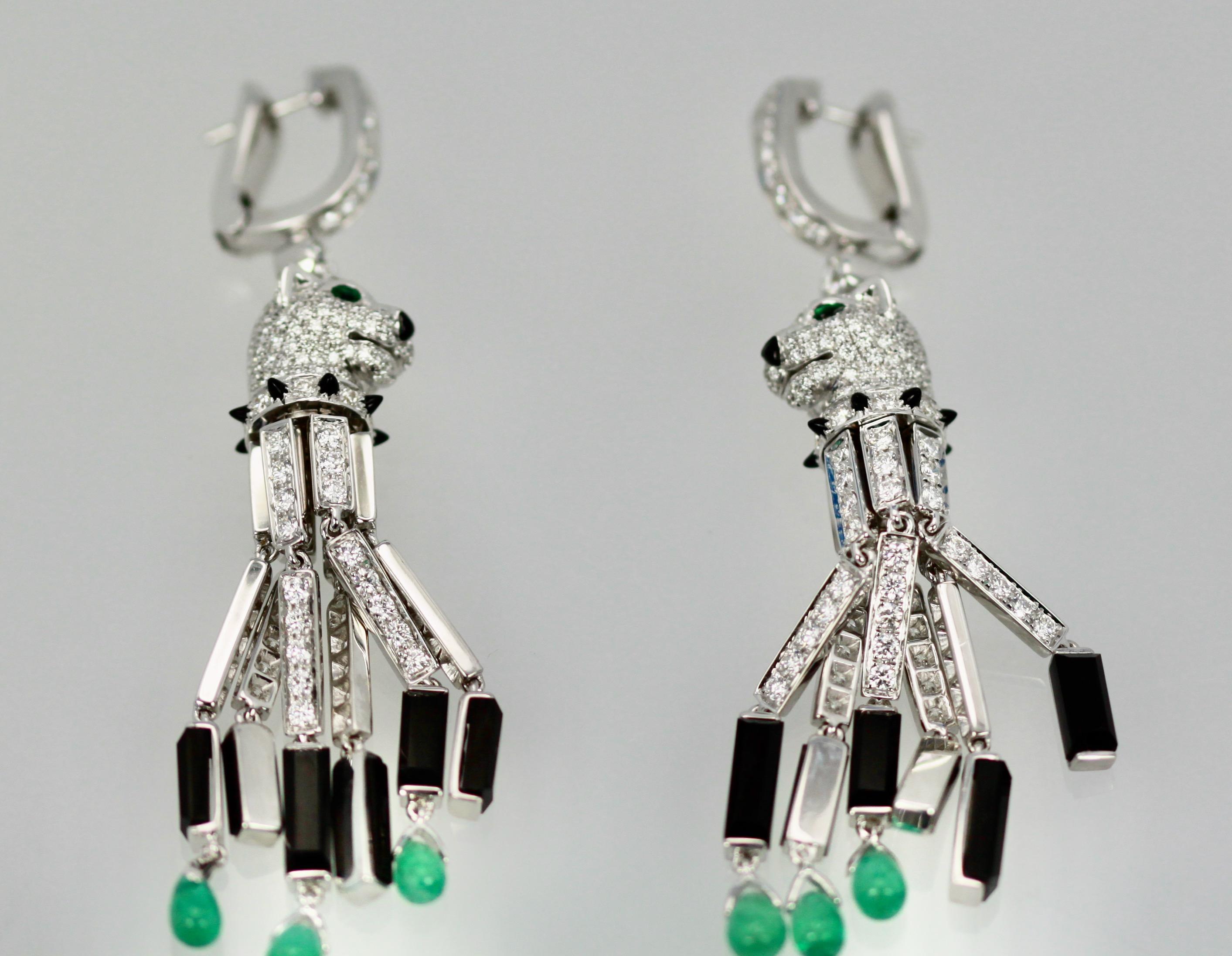 Cartier Diamond Panthere Tassel Earrings In Excellent Condition In North Hollywood, CA
