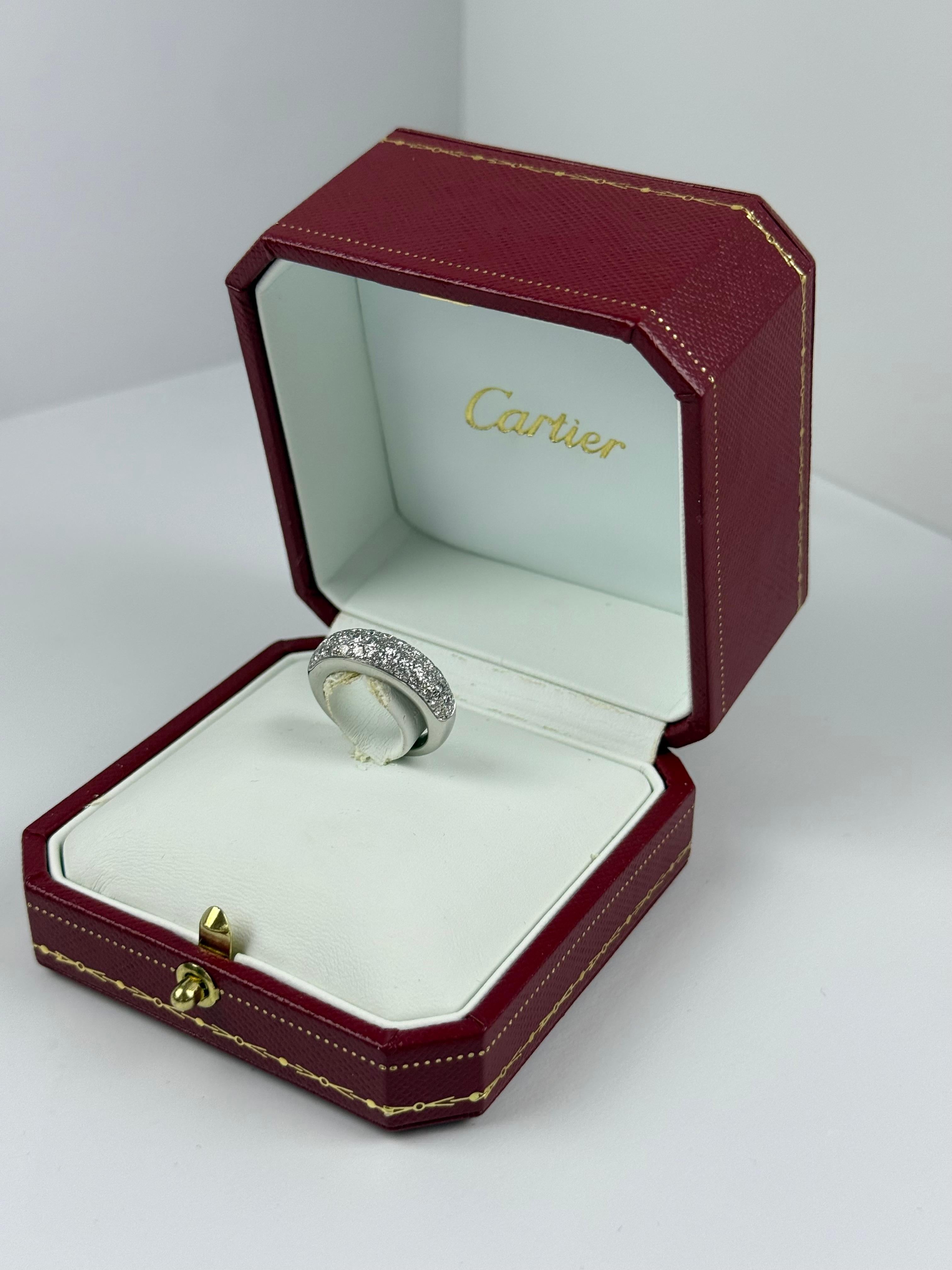 Cartier Diamant Pave 18k Weißgold Band Ring im Angebot 2
