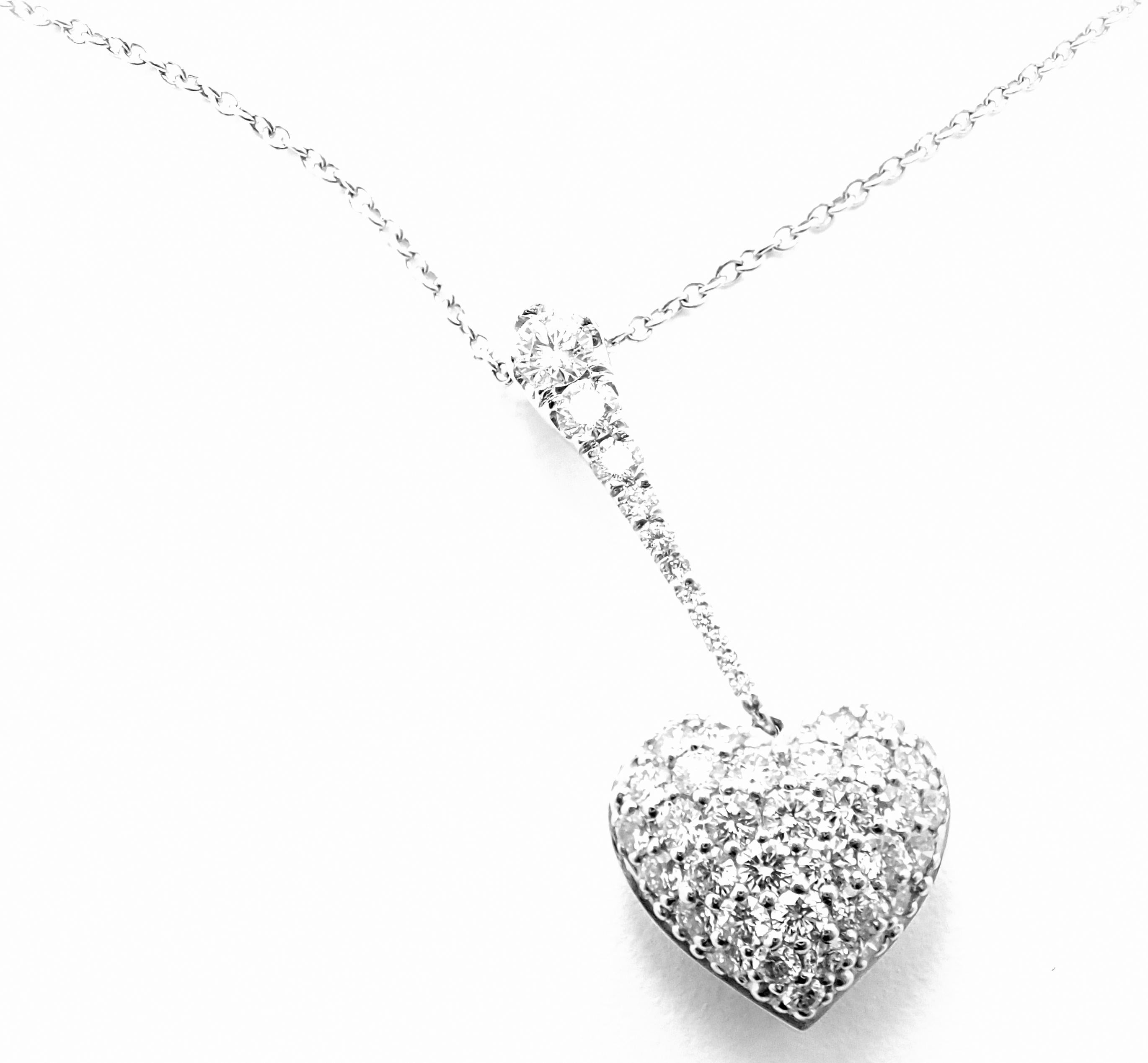 Cartier Diamond Pave Heart Platinum Pendant Necklace 4