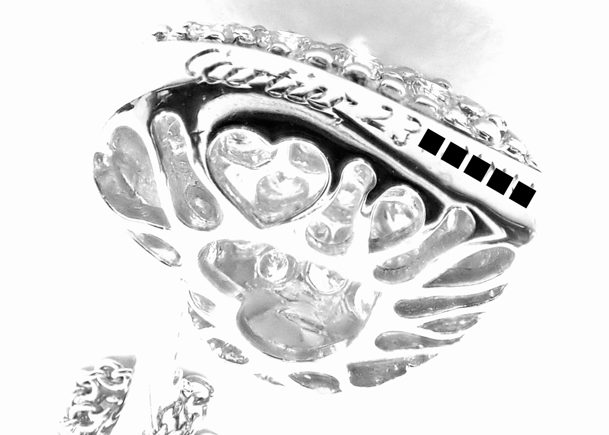 Cartier Diamond Pave Heart Platinum Pendant Necklace 1