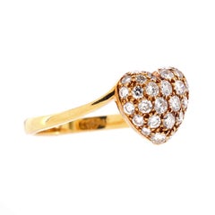 Cartier Diamond Pave Heart Ring 18k Yellow Gold with Diamonds