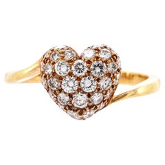 Cartier Diamond Pave Heart Ring 18k Yellow Gold with Diamonds