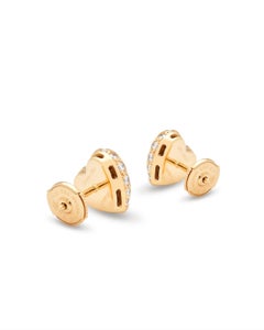 Cartier diamond pave heart stud earrings full set, box and Cartier certificate