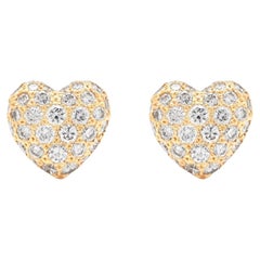 Cartier diamond pave heart stud earrings full set, box and Cartier certificate