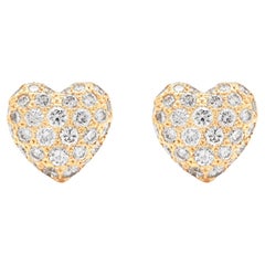 Cartier diamond pave heart stud earrings full set, box and Cartier certificate