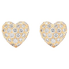 Orecchini a cuore con pavé di diamanti Cartier, set completo, scatola e certificato Cartier 