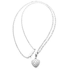 Cartier Diamond Pave Heart White Gold Pendant Necklace