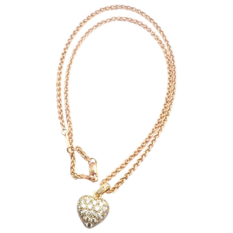 Cartier Diamond Pavé Large Heart Yellow Gold Pendant Necklace at 1stDibs