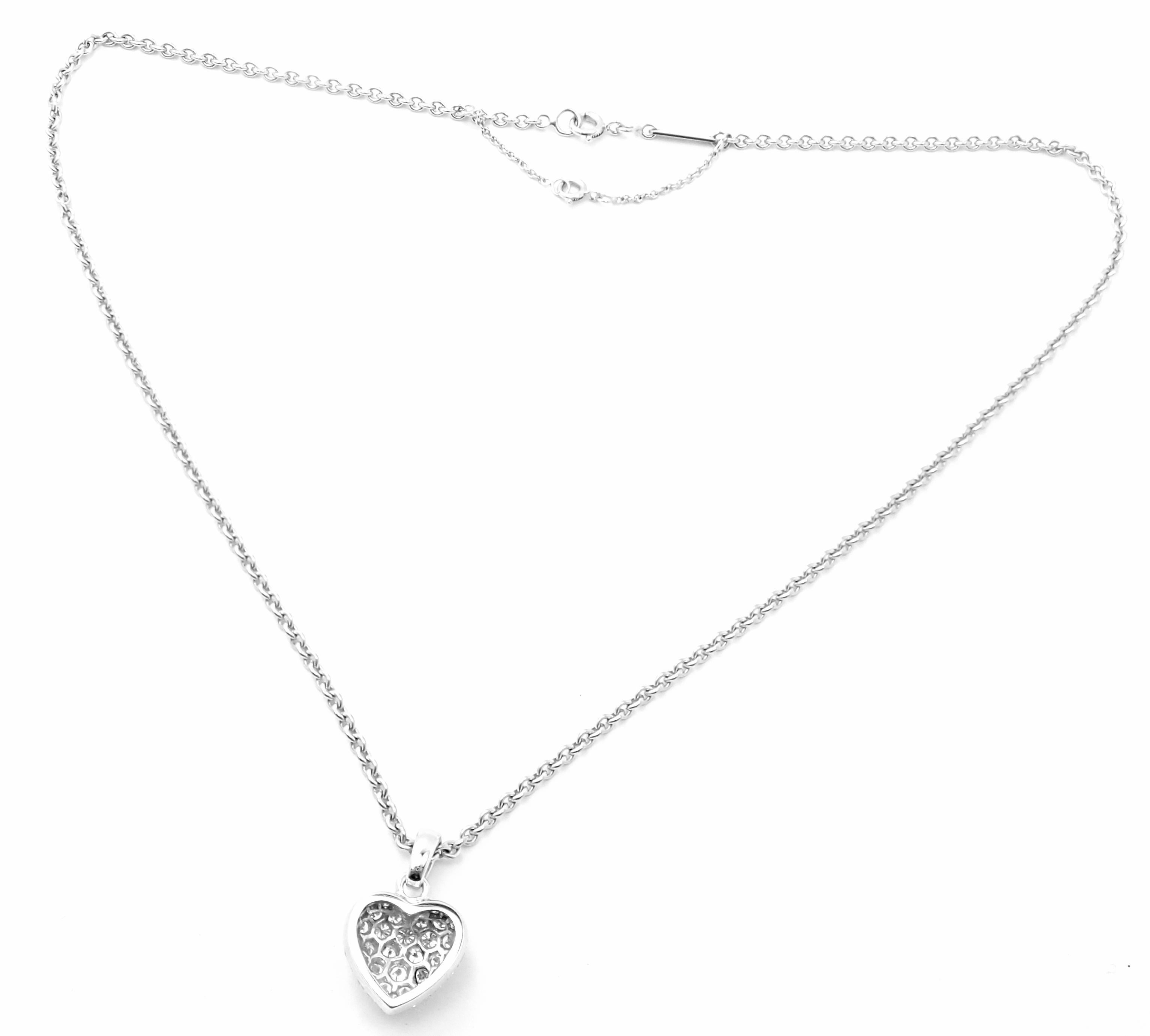 Brilliant Cut Cartier Diamond Pave Large Heart White Gold Pendant Necklace