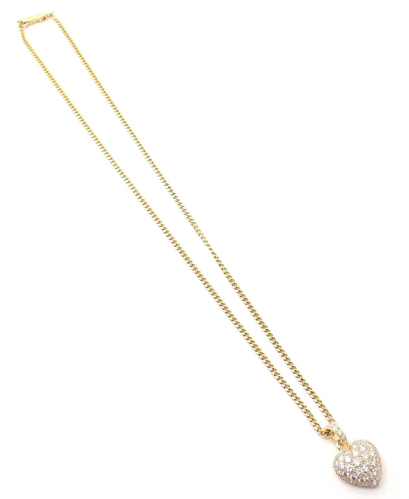 Cartier Diamond Pavé Large Heart Yellow Gold Pendant Necklace For Sale 5
