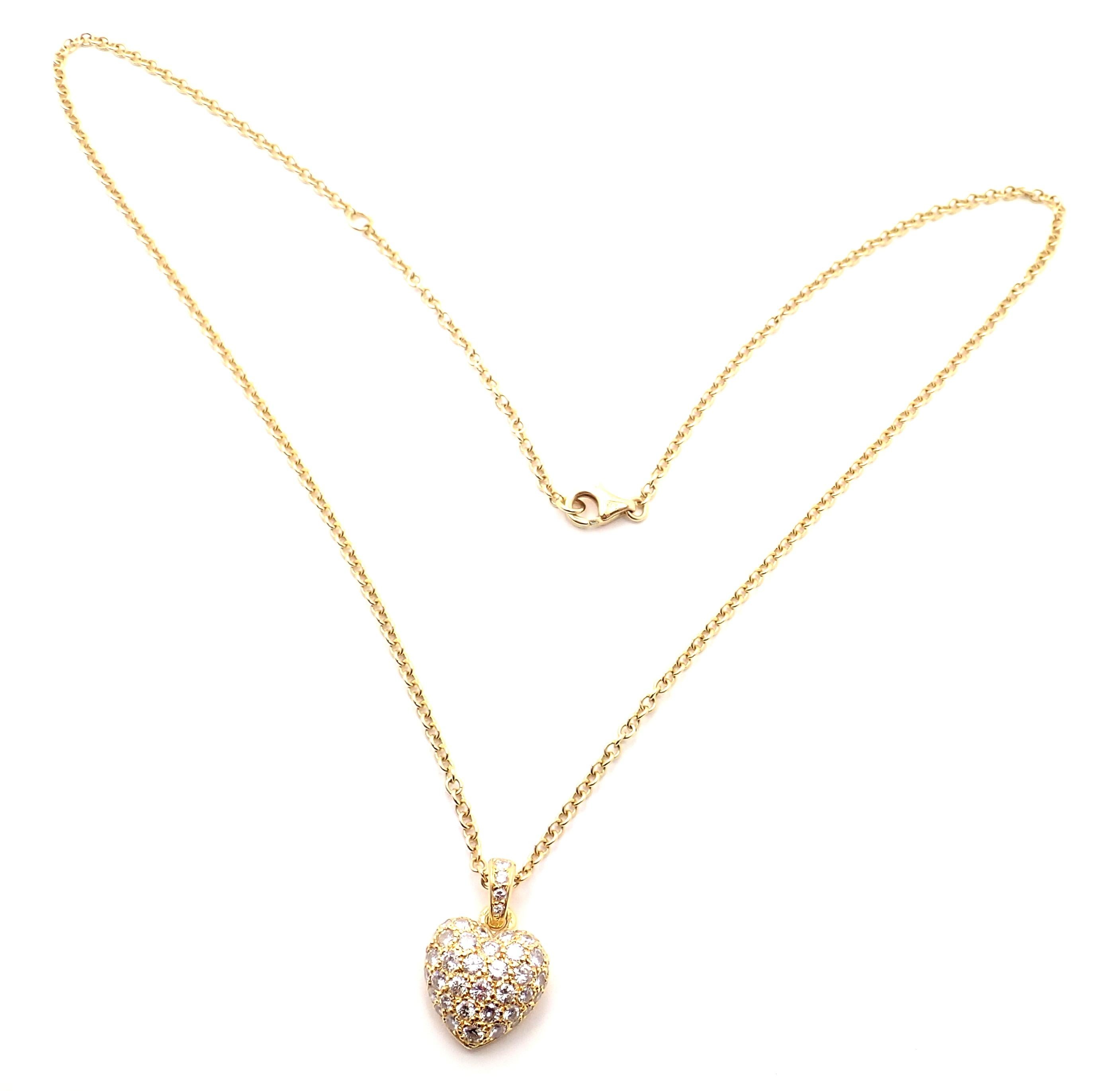 Women's or Men's Cartier Diamond Pavé Large Heart Yellow Gold Pendant Necklace