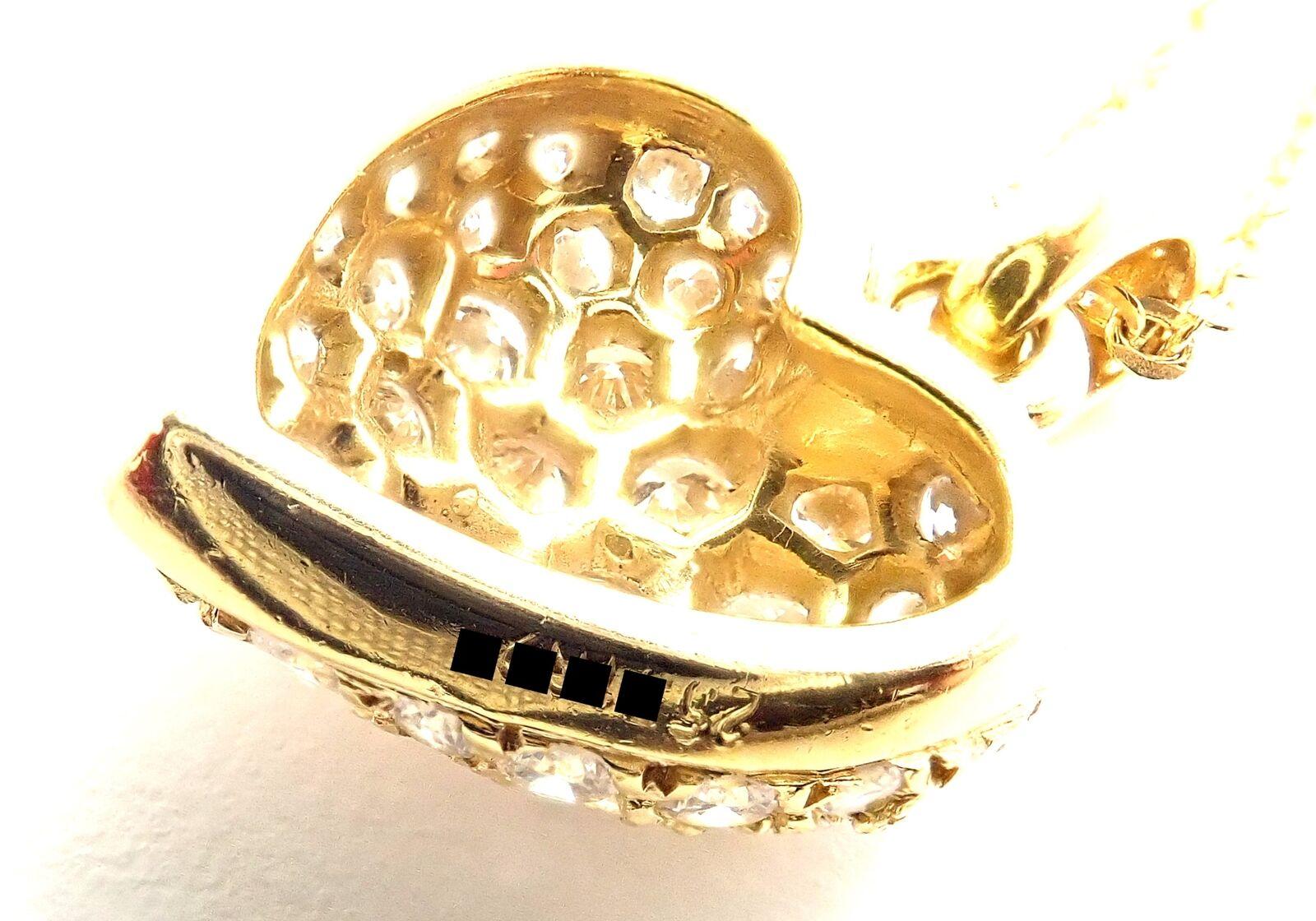 Brilliant Cut Cartier Diamond Pavé Large Heart Yellow Gold Pendant Necklace
