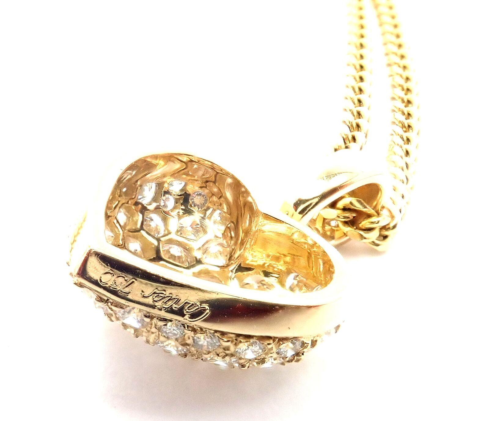Collier à pendentif en or jaune avec pavé de diamants et grand cœur de Cartier en vente 1
