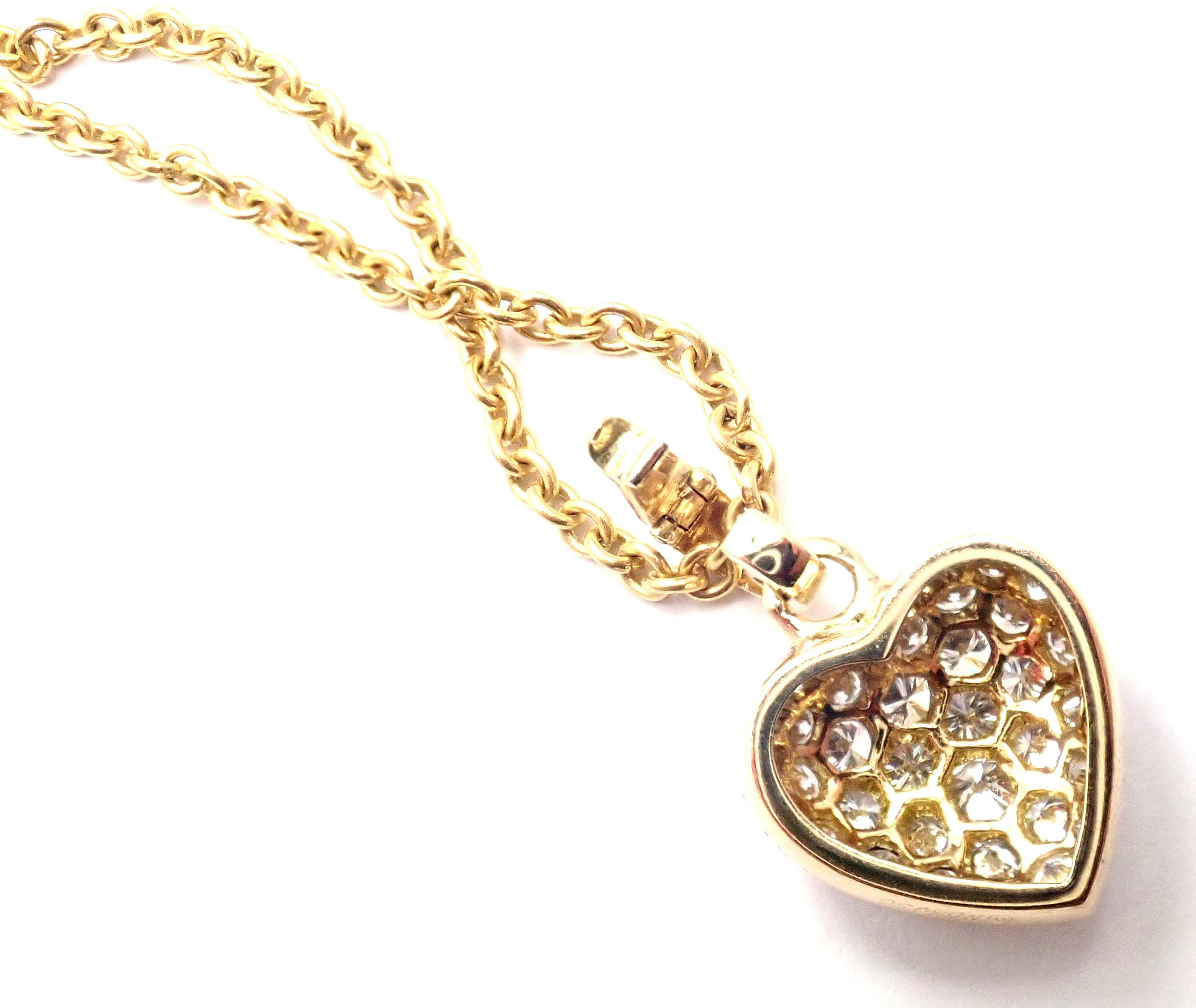 Women's or Men's Cartier Diamond Pavé Large Heart Yellow Gold Pendant Necklace