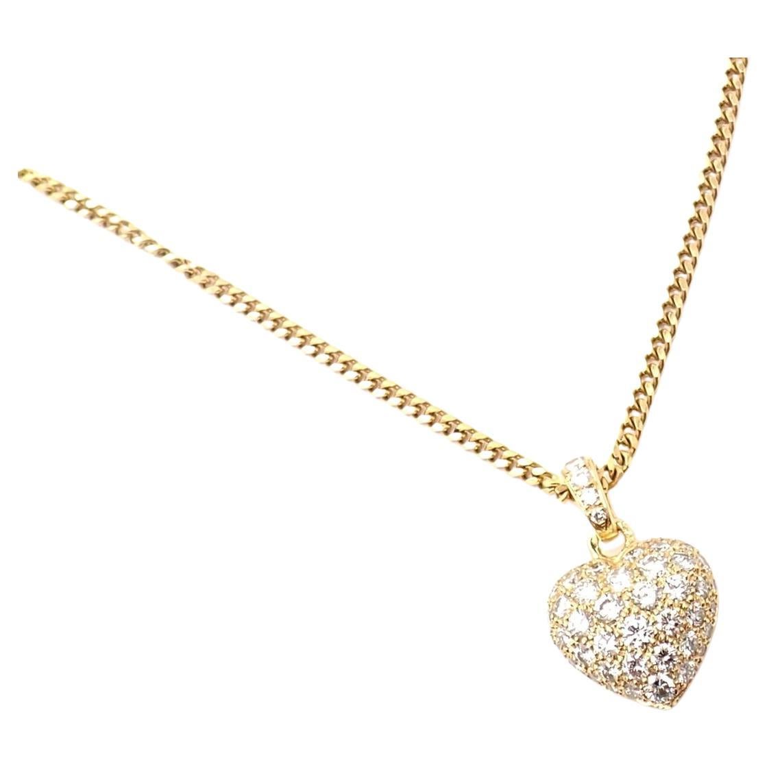 Cartier Diamond Pavé Large Heart Yellow Gold Pendant Necklace For Sale