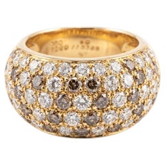 Cartier Diamond Pavé Ring 3.00 Carat Brown White 18K Gold Vintage Design