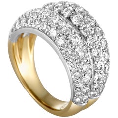 Cartier Diamond Pave Yellow and White Gold Band Ring