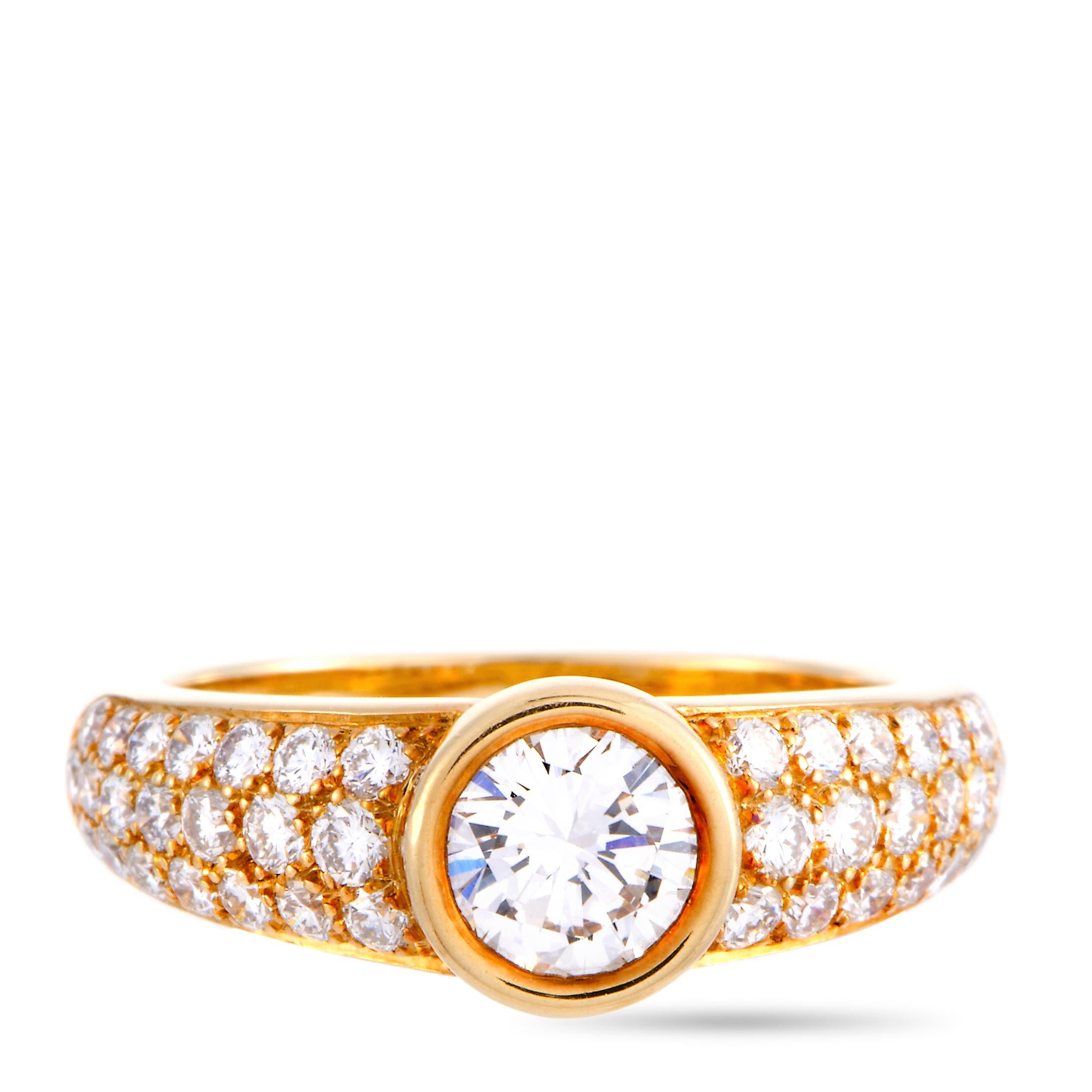 Cartier Diamond Pave Yellow Gold Engagement Ring In Excellent Condition In Southampton, PA