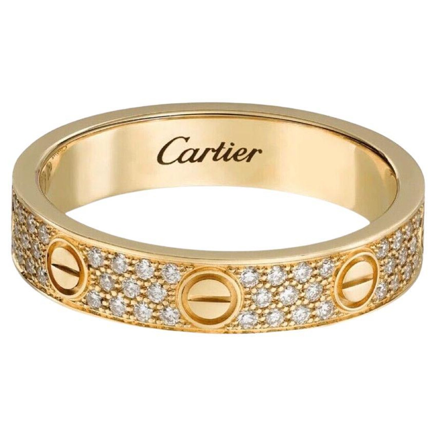 Cartier Diamond-Paved Love Wedding Band in 18k Yellow Gold For Sale at  1stDibs