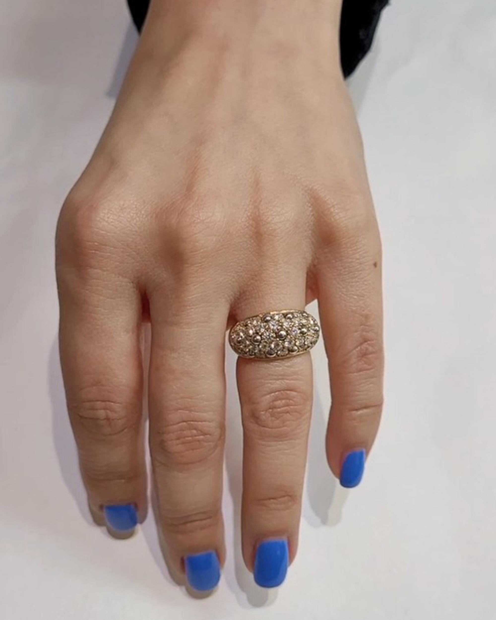 Brilliant Cut Cartier Diamond Pearl Ring in 18kt Yellow Gold For Sale