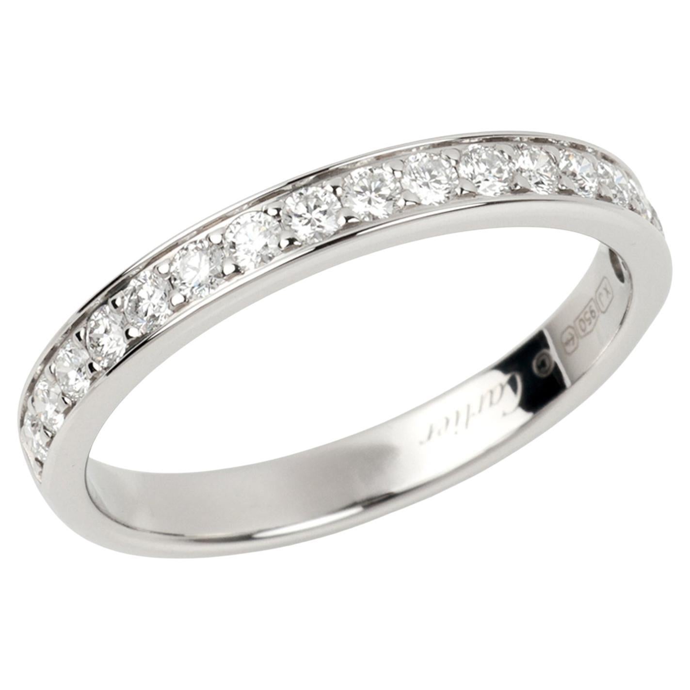 Anello a mezza eternità con diamante di Cartier in platino 1895